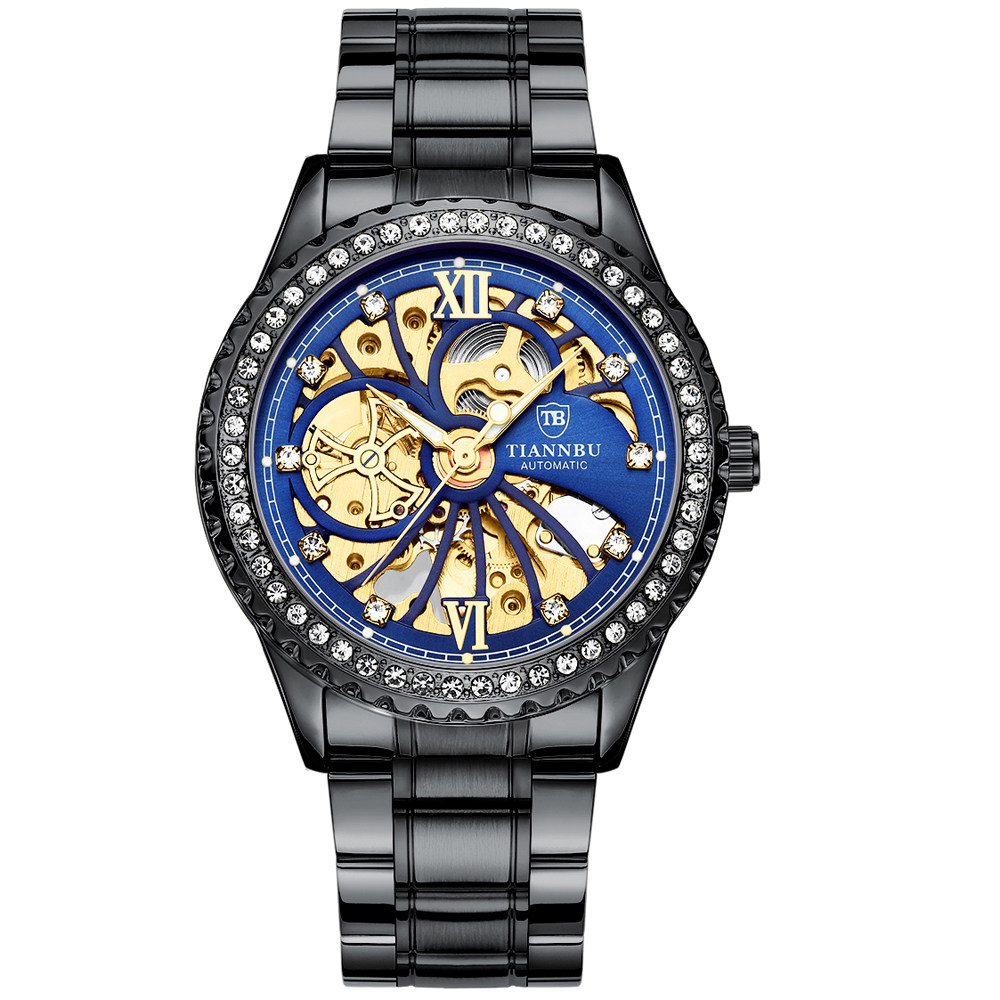 Automatic Mechanical Watch Men's Steel Business Skeleton Glow_voghion.com