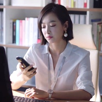 2022 Spring Summer New Temperament V Collar White Shirt Woman Long Sleeve Thin commute Dont make a blouse Women design a little crowdsourced