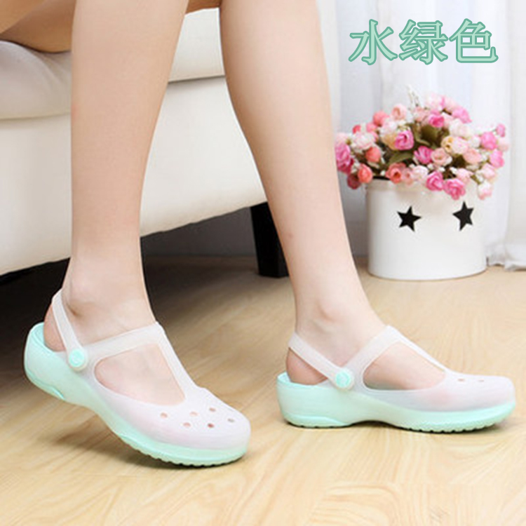 Trắng y tá lỗ giày nữ bãi biển mùa hè giày dưới dày phụ nữ mang thai dép và dép nữ non-slip dép thạch 2018 new dép sandal nữ