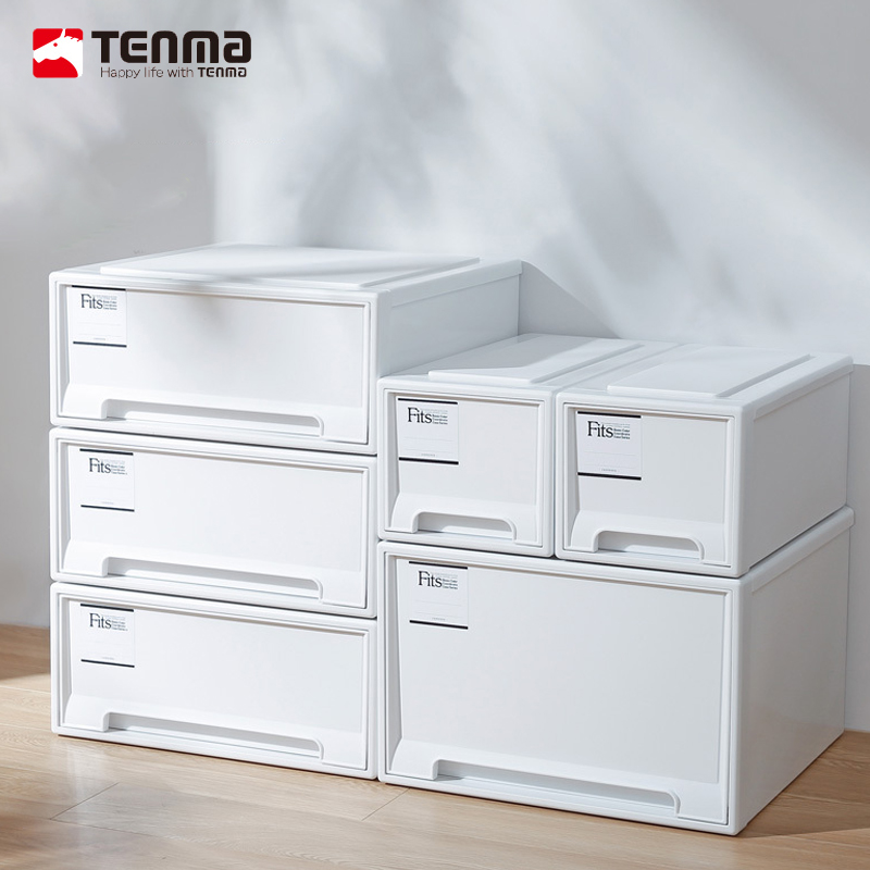 Japan tianma Fits drawer containing box extra-large wardrobe clothes storage plastic transparent drawer type finishing containing box