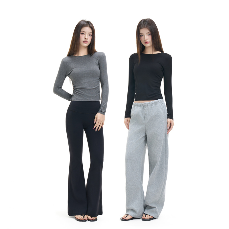 Sdd Anerog Casual Slim-Fit Slimming Base Shirt Simple Versatile Sports Long-Sleeve Women's Top