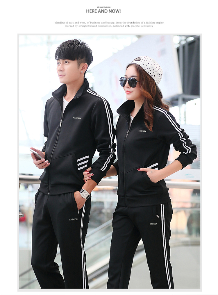 Cặp đôi thể thao phù hợp với nam chạy bộ thể thao nam và nữ Cặp đôi thể thao mùa xuân và mùa thu quần áo chạy bình thường phụ nữ mùa thu bộ quần áo thu đông nam adidas