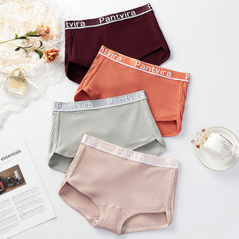 Men and women underwear common neutral pure cotton crotch antibacterial letter black waist no trace anti-walking horn woman