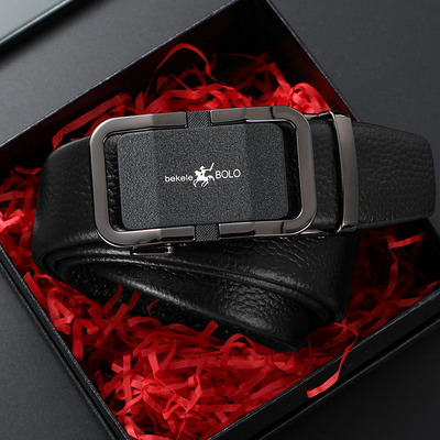 保罗正品男皮带纯牛皮青年休闲百搭潮自动扣腰带真皮商务男士裤带