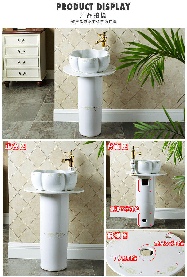 Continental basin of pillar type ceramic contracted household pillar bathroom balcony one pillar landing for wash a face to the sink