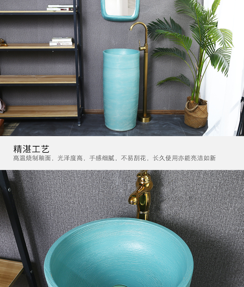 King beautiful ceramic column basin one contracted hotel toilet lavatory household Nordic pillar lavabo