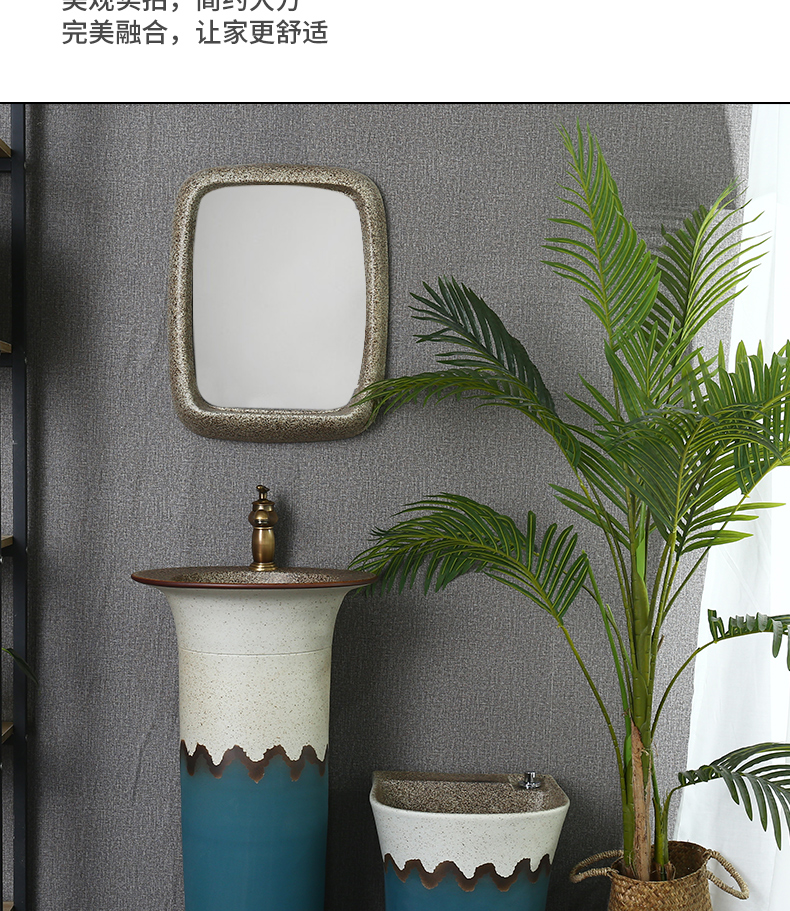 Basin of Chinese style restoring ancient ways ceramic column vertical integrated lavabo floor pillar lavabo art Basin