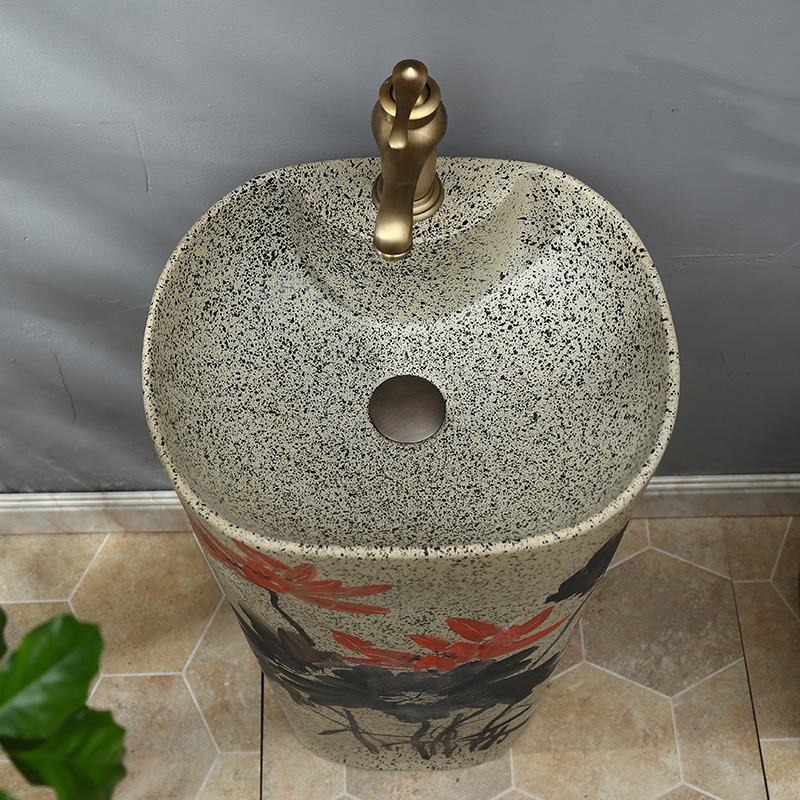 New Chinese style ceramic basin of pillar type lavatory one - piece pillar retro is suing balcony sink basin of water column