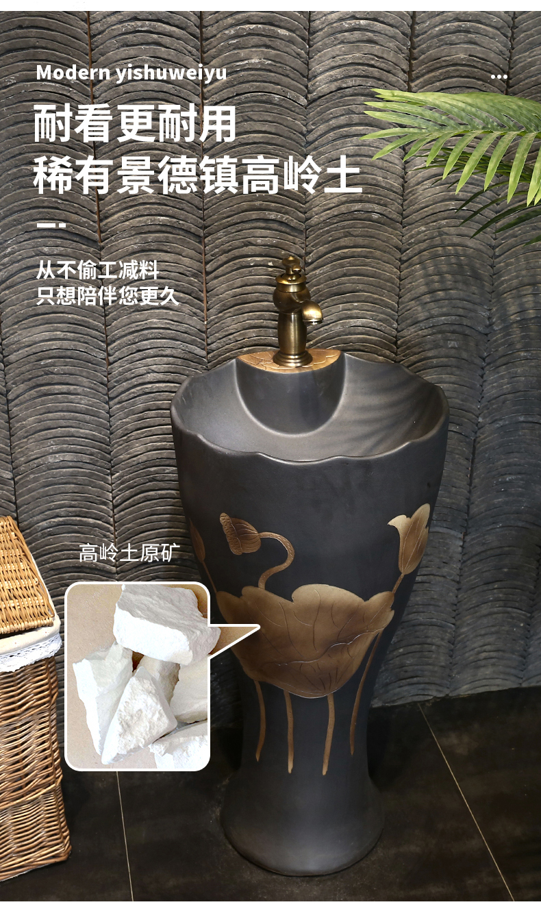 Ceramic column type lavatory Chinese style restoring ancient ways basin is suing lavabo courtyard villa is suing one column column
