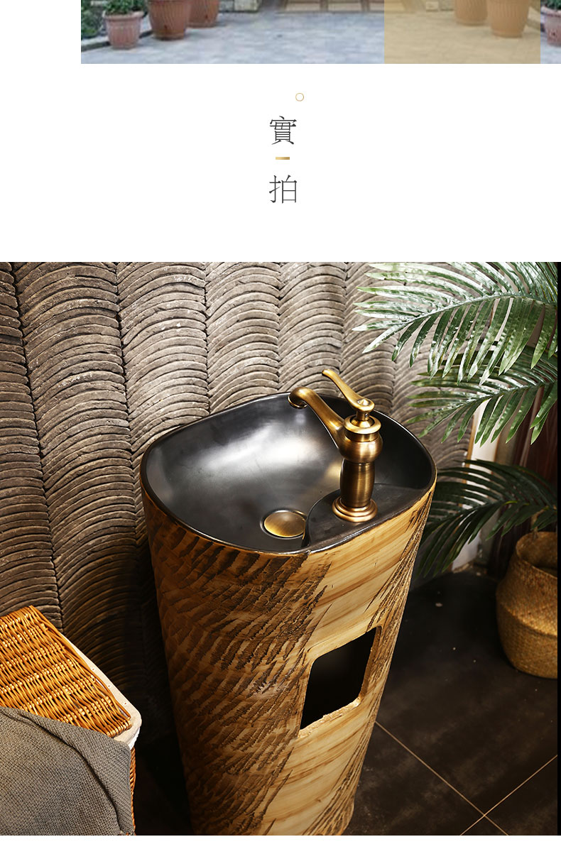 Tom king carved stone pillar lavabo ceramic one balcony vertical lavatory basin of new Chinese style column