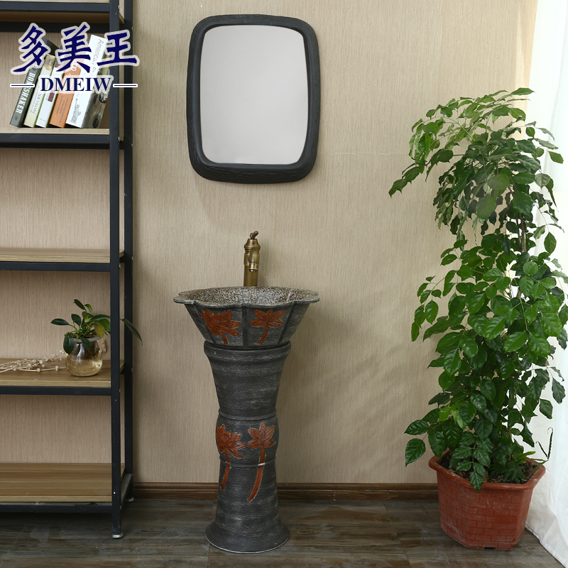 King beautiful ceramic pillar type lavatory basin integrated basin ground column pillar lavabo of jingdezhen ceramics