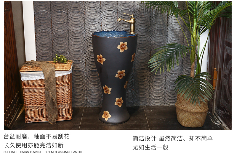 What king of pillar basin ceramic Chinese style restoring ancient ways basin of pillar type lavatory floor the sink a body art column