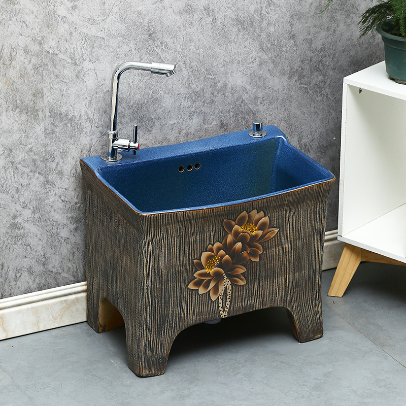 Chinese style restoring ancient ways is to wash the mop pool ceramic art mop pool large rectangular balcony toilet household mop pool