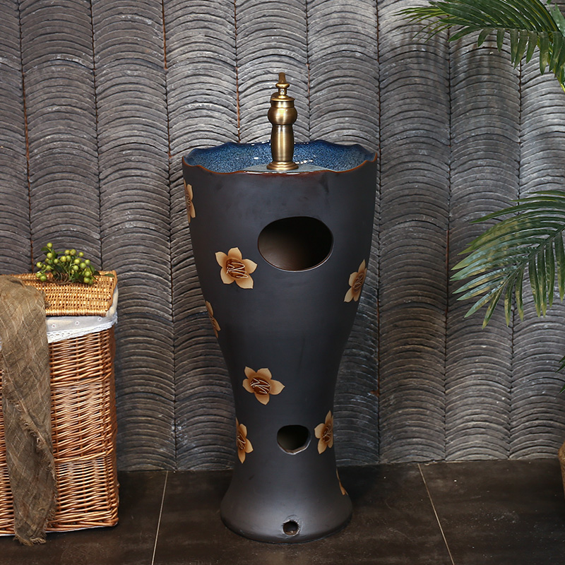 What king of pillar basin ceramic Chinese style restoring ancient ways basin of pillar type lavatory floor the sink a body art column