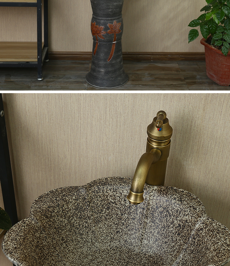 King beautiful ceramic pillar type lavatory basin integrated basin ground column pillar lavabo of jingdezhen ceramics