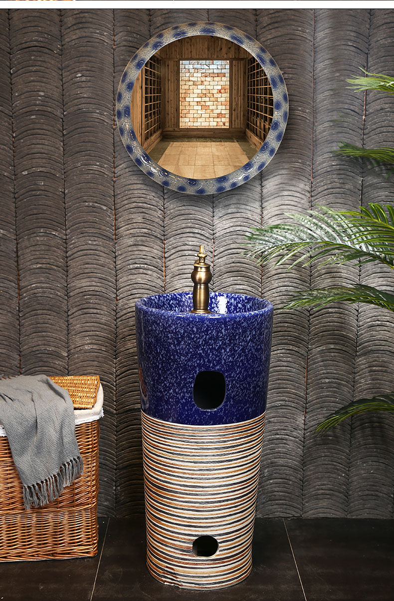 What king of blue glaze pillar basin archaize floor type restoring ancient ways the sink basin ceramic column type lavatory