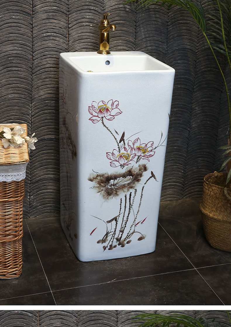 Chinese art ceramic floor vertical lavatory basin of one pillar toilet basin pillar lavabo