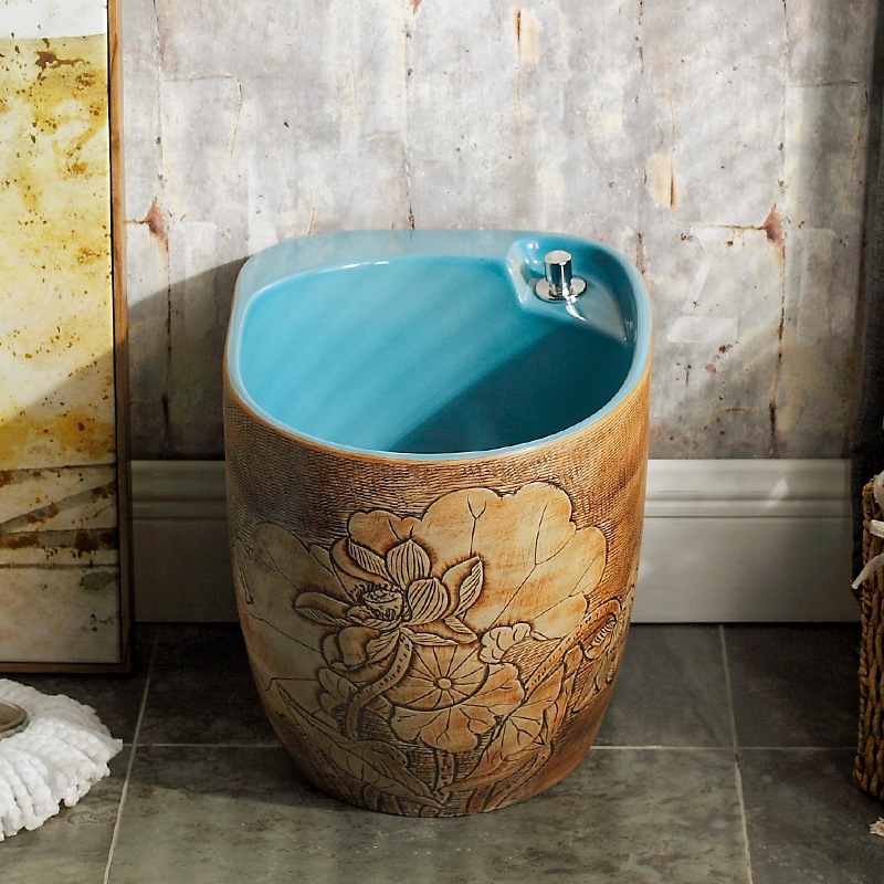Jingdezhen ceramic wash mop pool Chinese style mop pool terrace pool drag large mop mop pool toilet basin