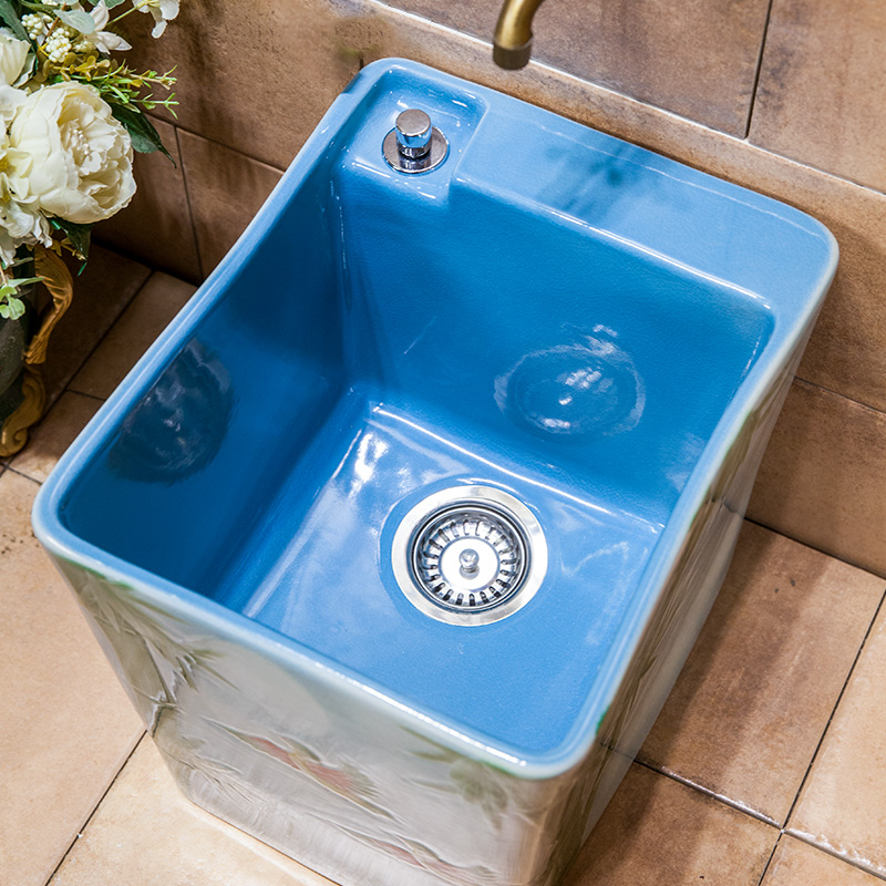 The new ceramic art mop pool to wash The mop pool balcony toilet set control automatic mop mop pool water basin