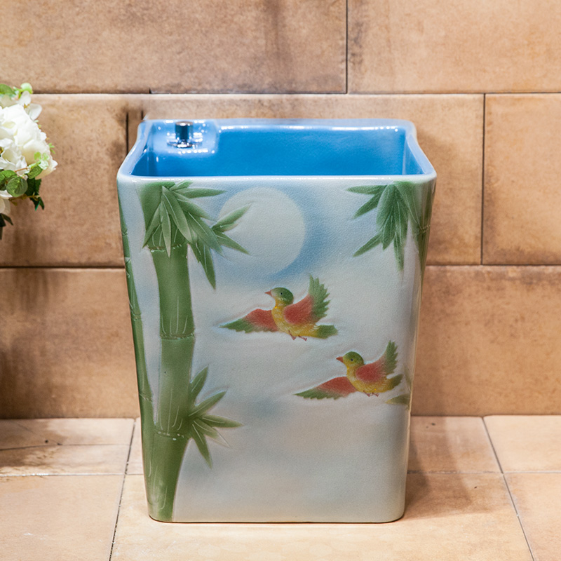 The new ceramic art mop pool to wash The mop pool balcony toilet set control automatic mop mop pool water basin