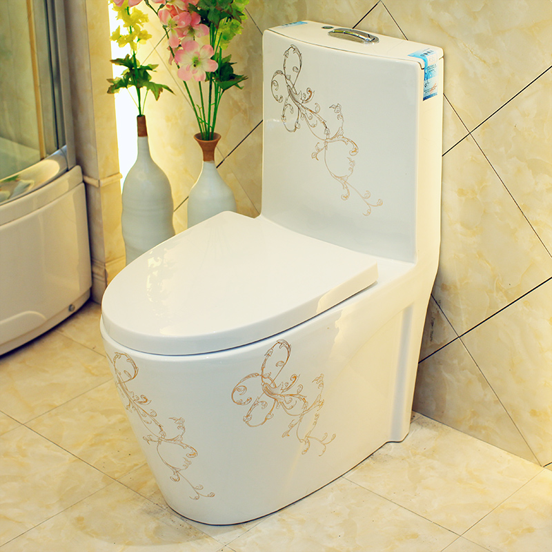 Jingdezhen art trace golden siphon toilet deodorization European large household implement adult toilet