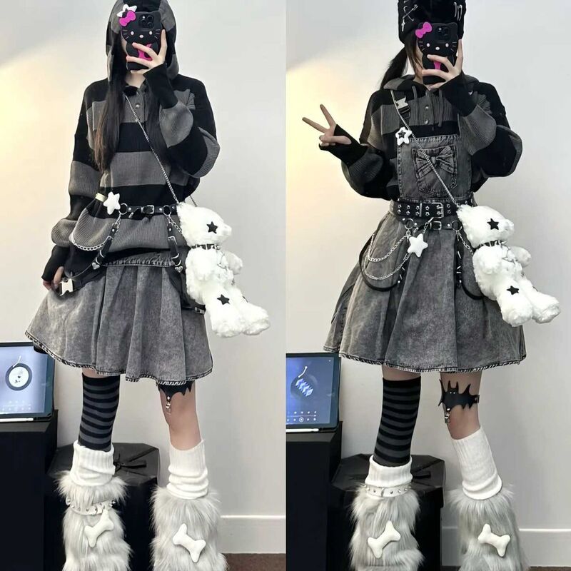 Y2K Subculture Korean Style Lazy Sweater Autumn and Winter Yabi Style Sweet Knitwear Sweatshirt 2025 Niche Top