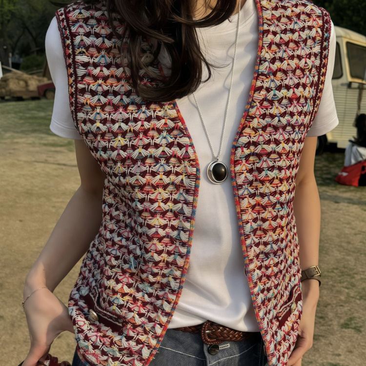 Vネックノースリーブニットベストカーディガンジャケット、レディース2025年夏新作ファッション、重ね着できる超美しいショートトップス