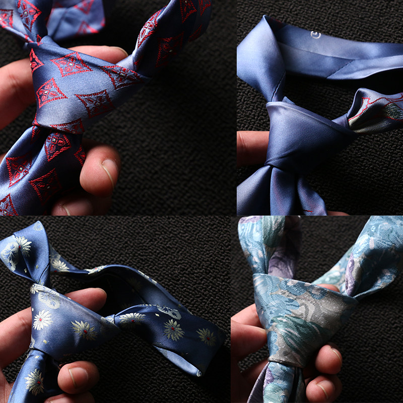 Foreign trade men's business Embroidery printing work tie hand tie student Korean narrow version wedding tie simple