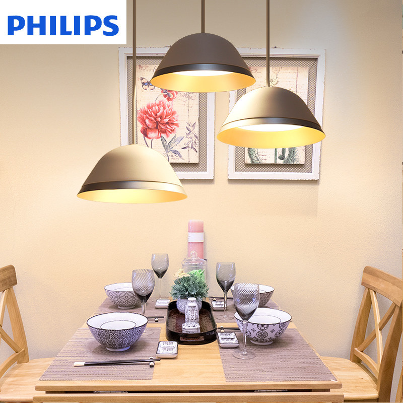 Philips led chandelier three-head modern simple lamps dining room lamp living room Nordic creative personality bar Yining