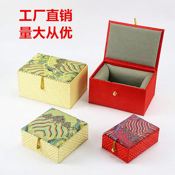Chinese style embroidered jade pendant bracelet box ring box embroidery