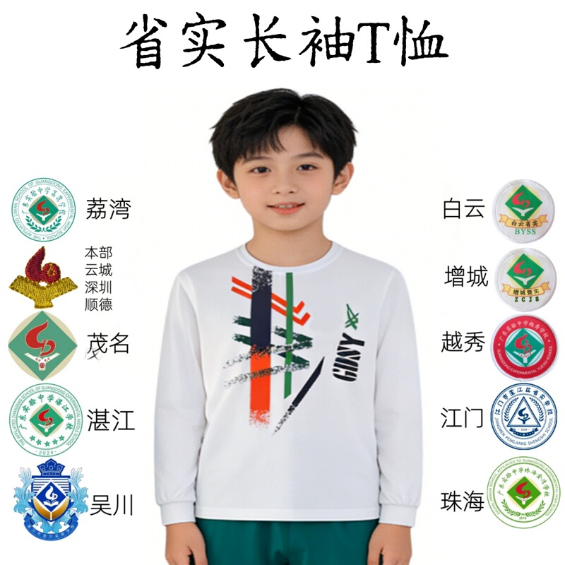 Shenzhen High School Various Campuses Spring and Autumn Comfortable Cotton Long-Sleeve T-Shirts, Fleece Jackets, Pants, Baiyun, Tianhe, Yuexiu Shenzhen High School Uniforms