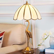 Tantop crane new Chinese all-copper glass table lamp China wind bedroom bed head lamp American retro book room reading lamp