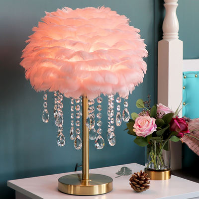 Feather table lamp, bedside in the bedroom, ins, simple European style, modern and creative, Nordic style, warm and romantic, as a wedding gift