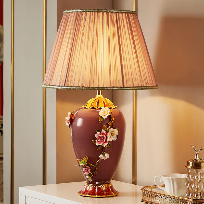 Pink Enamel Color Glazed Table Light Bedroom Bedlights Wedding Cozy Full Copper Living-room Bookhouse Eurostyle Cozy Remote Control