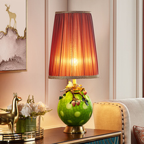 Light luxury glass enamel color table lamp European luxury All copper bedroom bedside lamp Living room creative romantic warm wedding
