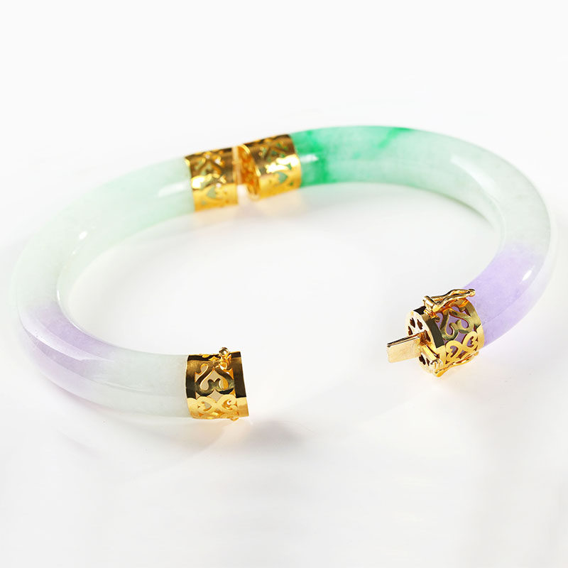 Broken jade bracelet jadeite jade change opening repair repair broken repair inlaid 18K bag gold bag silver gold inlaid jade