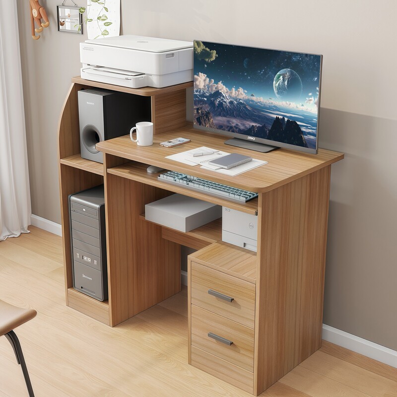 Bian Gong Table Computer Desk for Home Office, Can Hold Printer and Copier, with Drawer, Eco-Friendly Particle Board, for Study