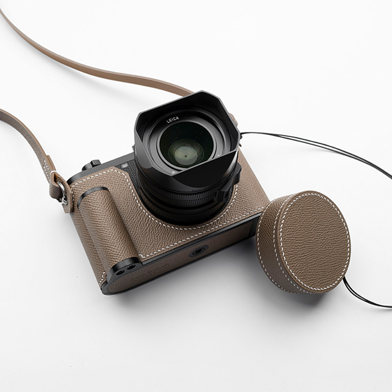 Conti Leica Leica Q3 camera sleeve pure handsewn custom-made protective leather jacket Ostrich Peel-Taobao