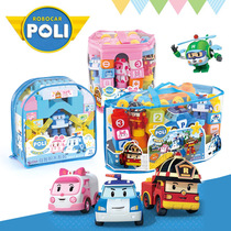 Childrens Perry Deformation Police Car Splice Big DIY Puzzle Train Assemble Building Block Tote Bag Set Toys