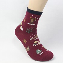 Spring and summer womens cotton socks breathable sweat-absorbing cartoon socks fashion home four seasons stockings