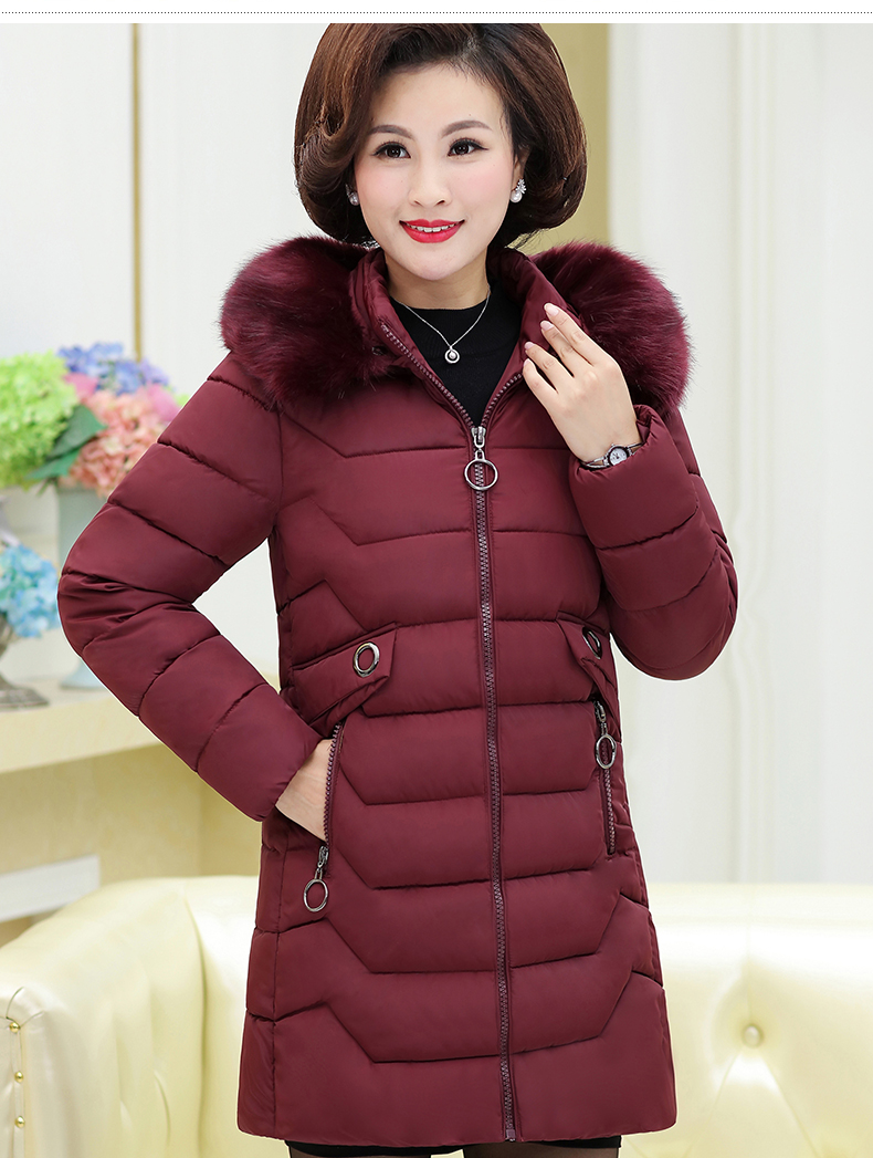 Áo khoác mùa đông cho mẹ 40 tuổi 50 áo khoác nữ trung niên cotton cao cấp áo khoác cotton dài 2018 áo mới áo thun nữ trung niên
