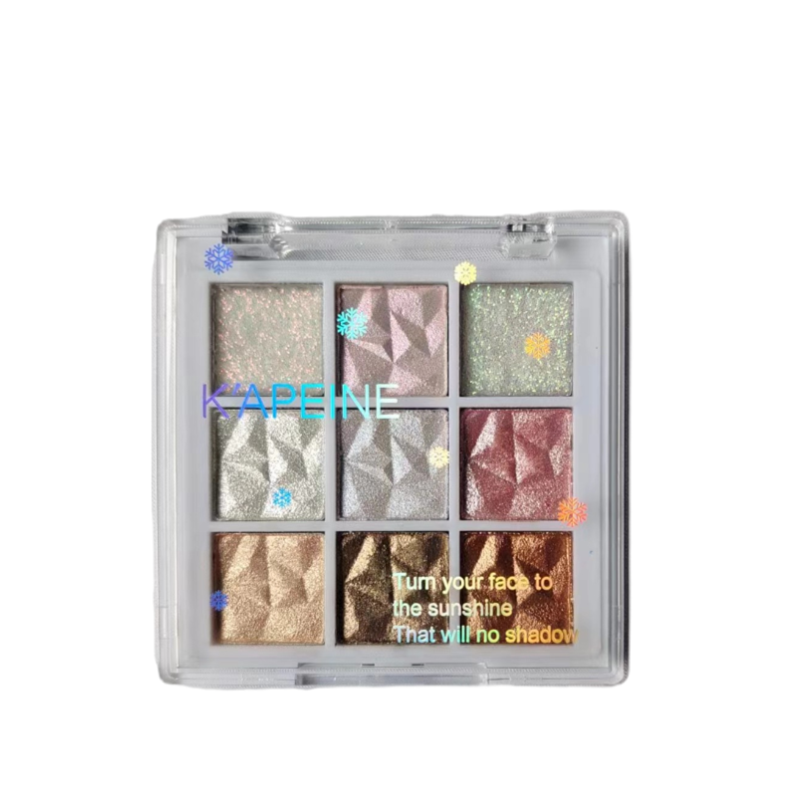 Палетка теней для век Capel Snowflake Ultra-Shiny High-Gloss Nine-Color, жемчужная мелкодисперсная искра, яркость сцены, крупные стразы