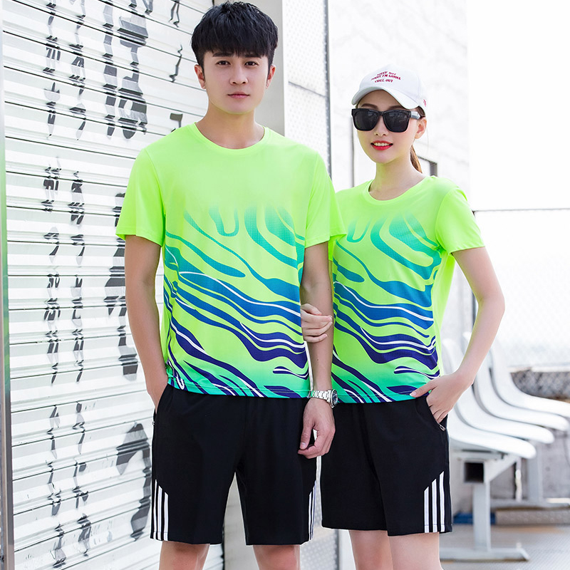 2020 new couple running quick-drying sports suit men's summer short-sleeved shorts badminton suit pants skirt women's suit