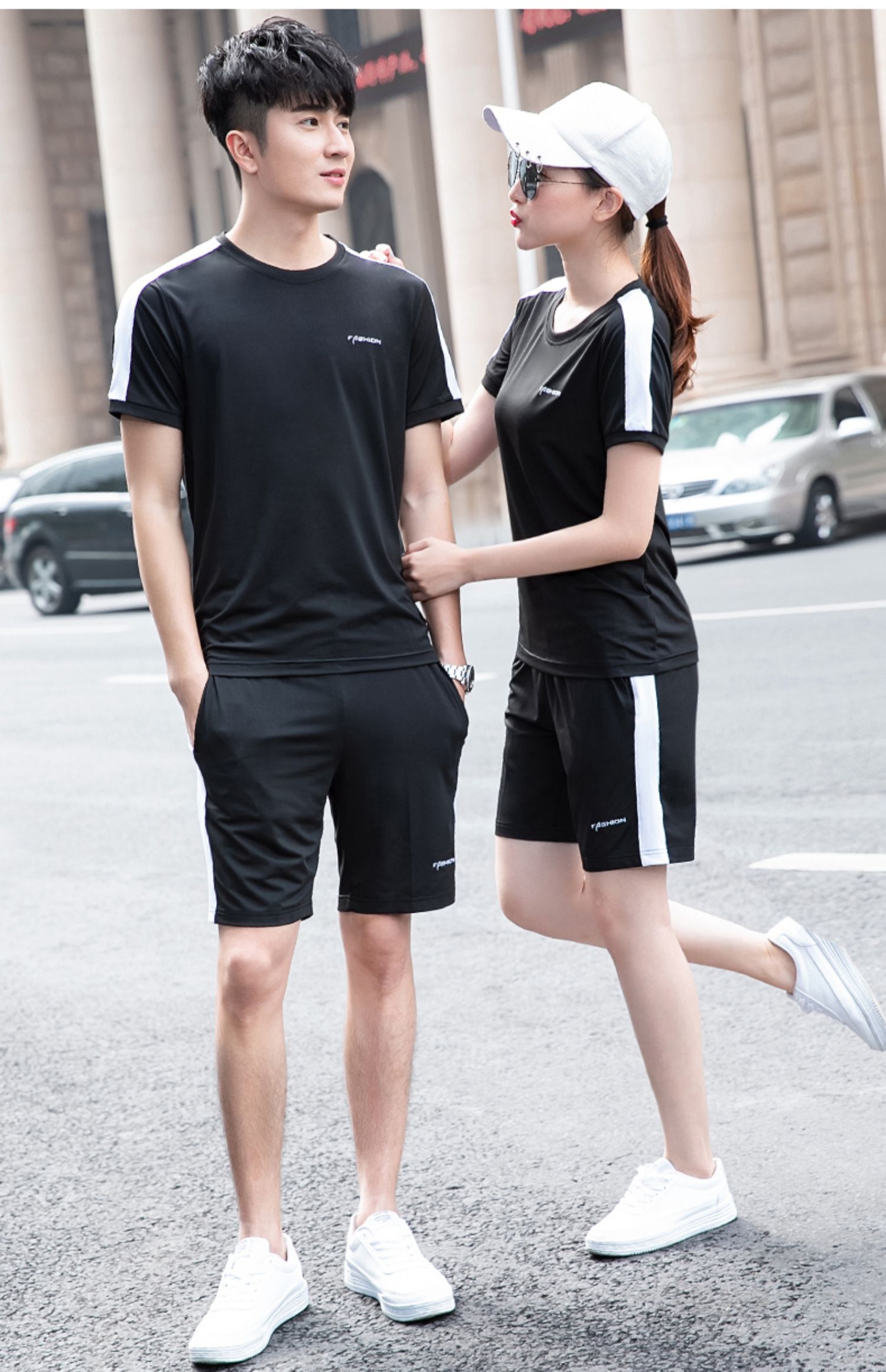Bộ đồ thể thao nam mùa hè Những người yêu thích áo phông ngắn tay mặc quần short thoáng khí nữ mùa hè thường xuyên chạy bộ quần áo thể dục - Thể thao sau bộ thể thao nữ mùa đông adidas