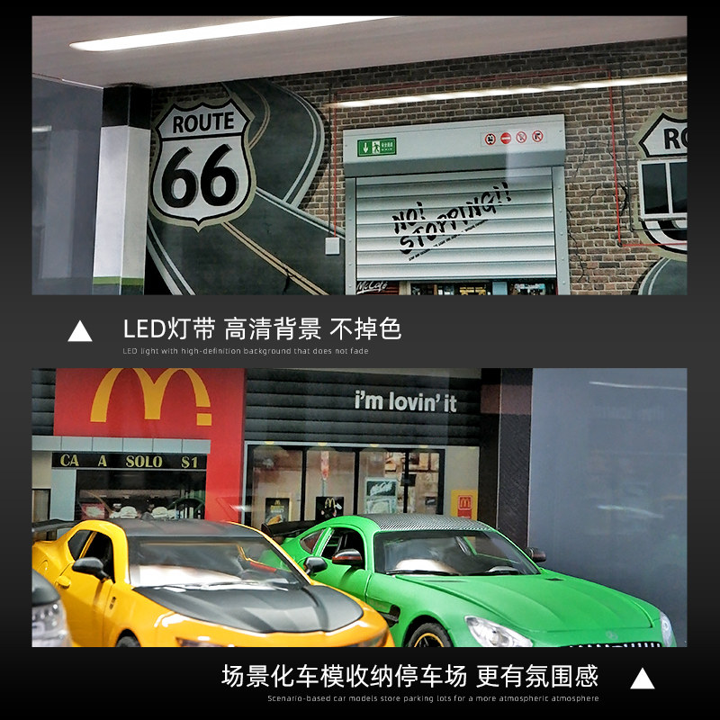 1:24 Sports Car Model Parking Lot Ornament Simulation Garage Collectible Figurine Boy Alloy Toy Car Set