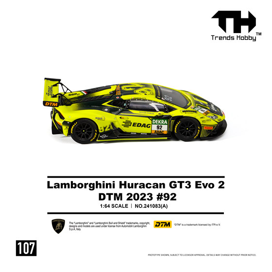 Th 1:64 Lamborghini Huracán Gt3 Evo2Dtm No. 92 No. 94 Racing Alloy Car Model Collection Ornament