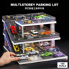 1:64 Scale Parking Lot Model with Lights, Collector's Miniature Garage Scene Toy, Parking Space Suitable for Tomica Small Scale Models