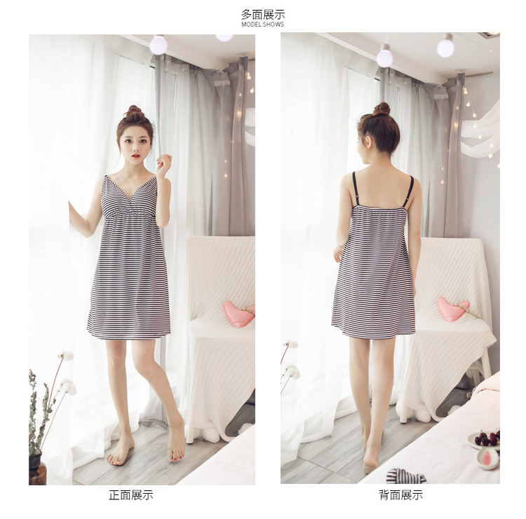 Mang theo của riêng bạn ngực pad áo ngực nightdress cô gái Hàn Quốc phiên bản của đồ ngủ cotton yếm trong sexy mùa hè nhà dịch vụ ăn mặc