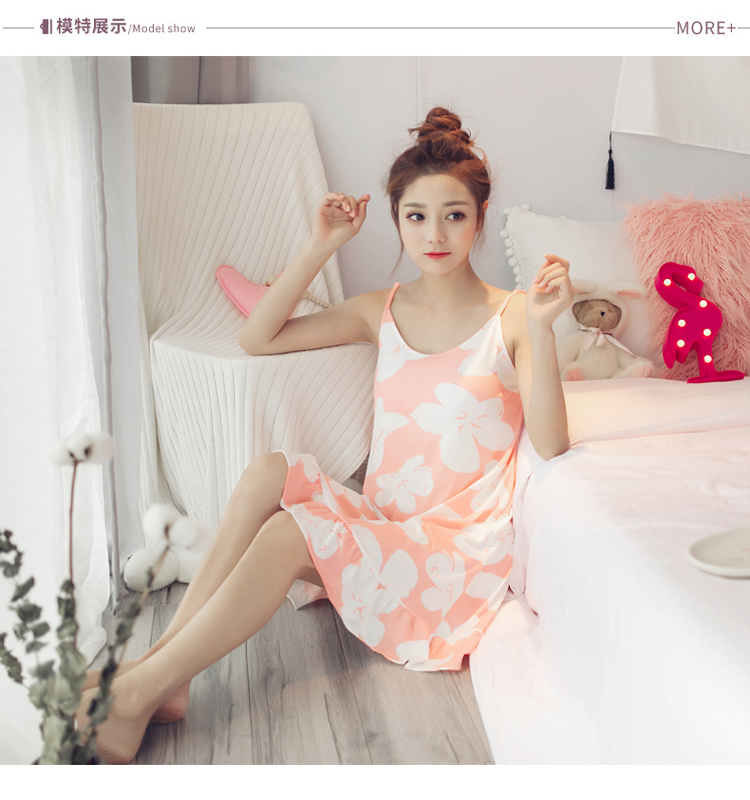 Mang theo của riêng bạn ngực pad áo ngực nightdress cô gái Hàn Quốc phiên bản của đồ ngủ cotton yếm trong sexy mùa hè nhà dịch vụ ăn mặc