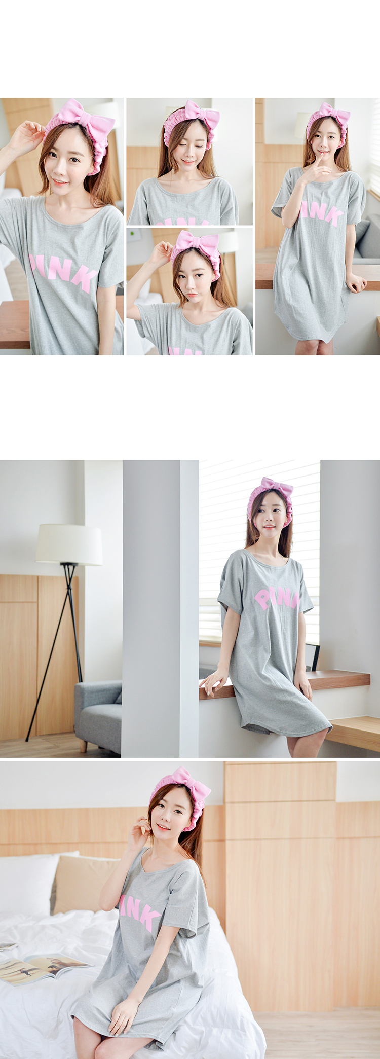 Nightdress nữ mùa hè bông ngắn- tay dot Hàn Quốc đồ ngủ nữ mùa hè lỏng dài dễ thương phim hoạt hình bông dịch vụ nhà